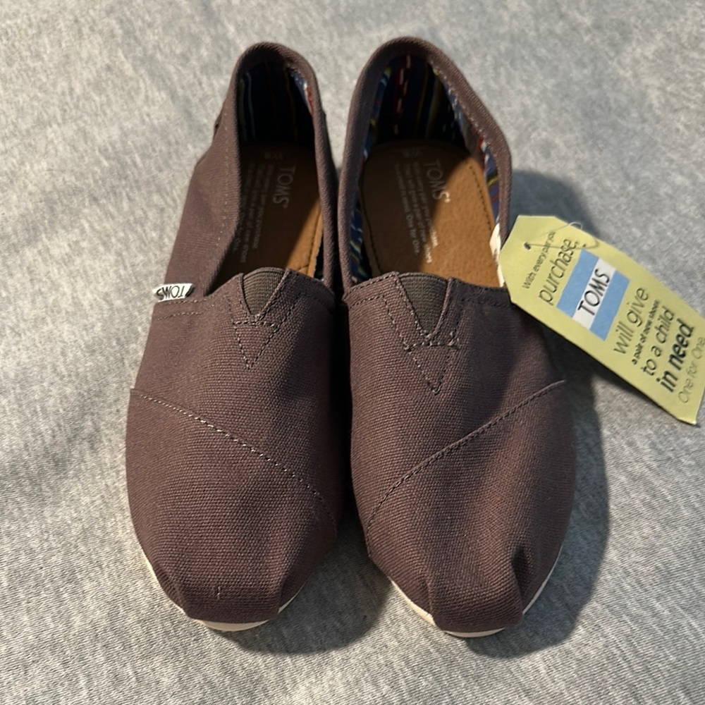 TOMS Brown Canvas Slip-On Loafers